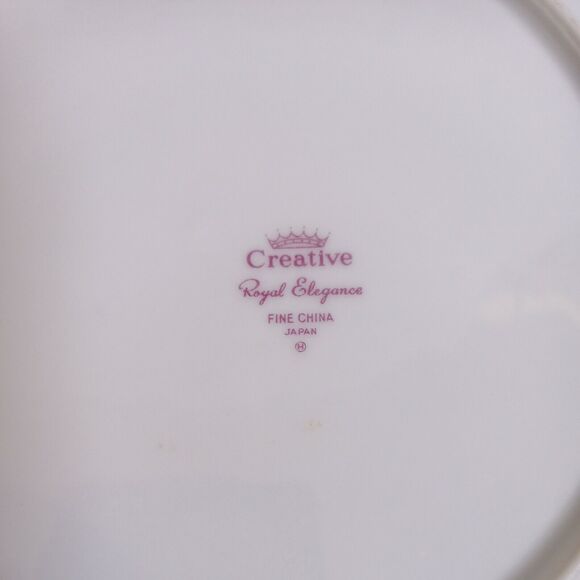 Creative Fine China Royal Elegance Luncheon Plate – 9" Gray Floral Silver Trim - Picture 7 of 9